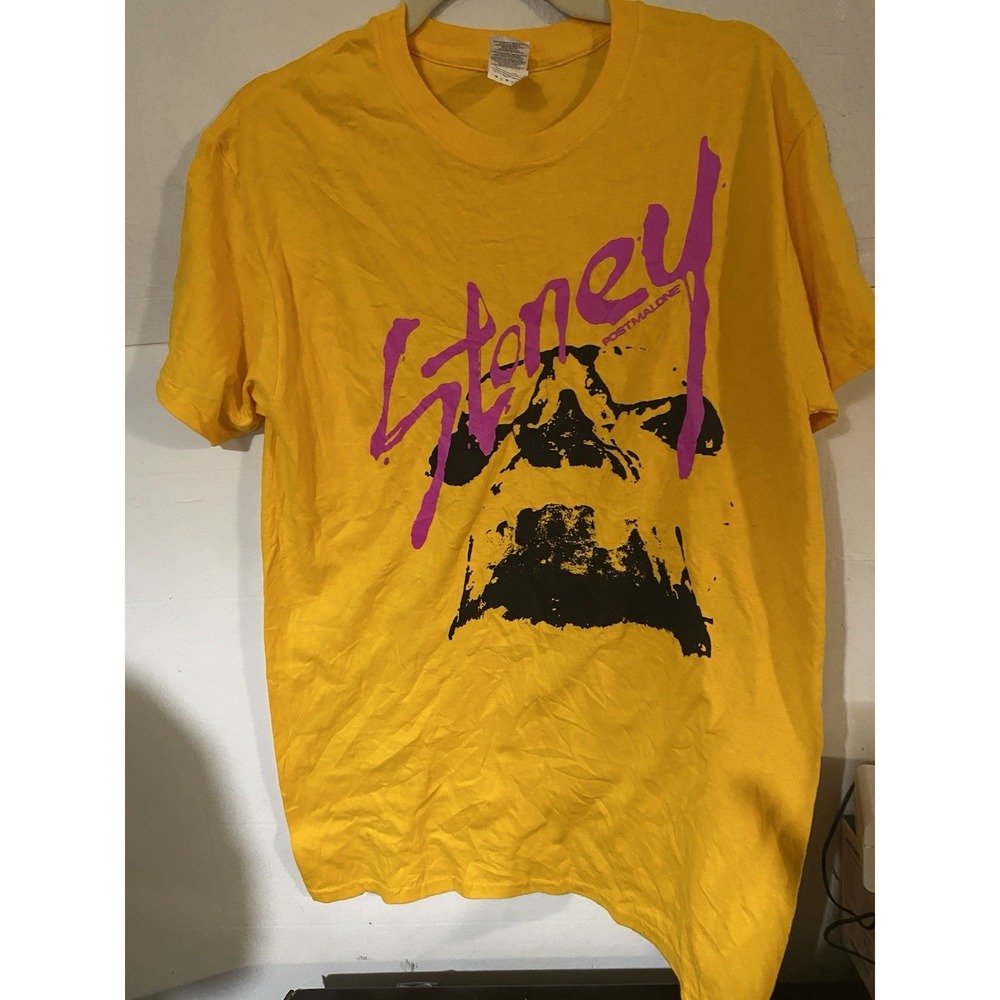 Post Malone Stoney Graphic‎ Tee Medium Yellow Hip Hop Rap Music Merch Mens Shirt